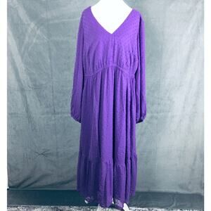 New Torrid Purple Clip Dot Chiffon Midi Dress Women's 2X /18-20 Plus Whimsygoth